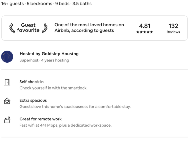 Goldstep Housing short-term rental listing