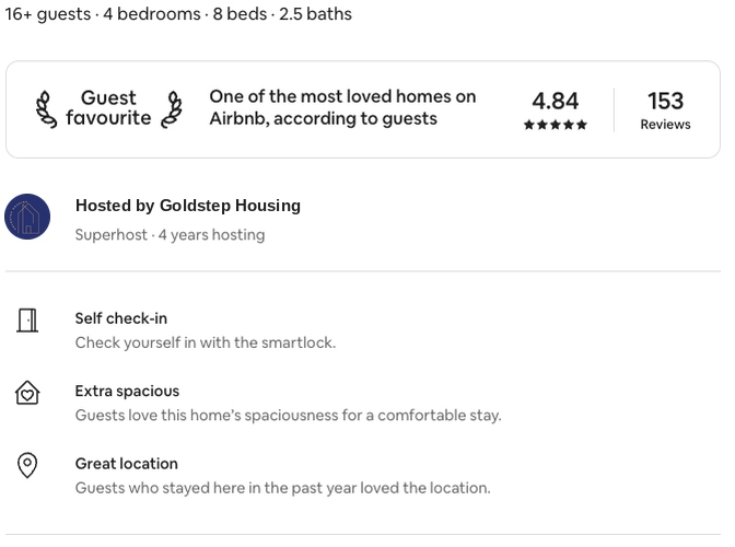 Goldstep Housing short-term rental listing